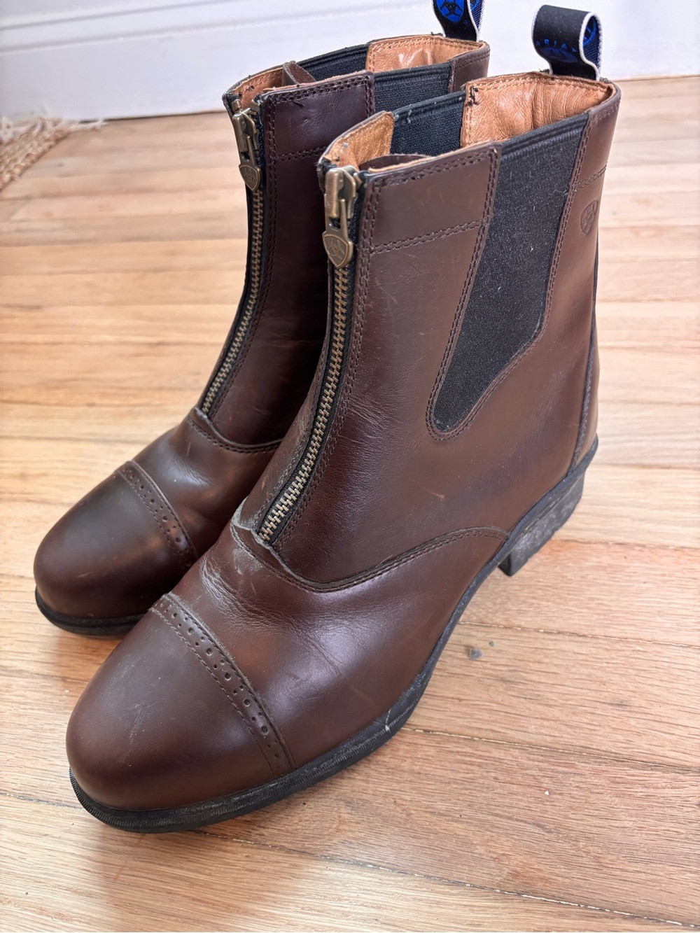Ariat Heritage Front Zip Paddock Boots Brown Leather Equestrian Riding Boot 11.5